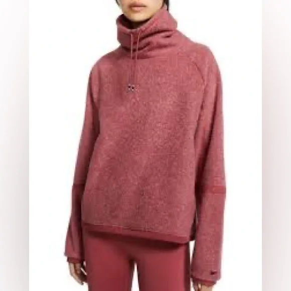 Nike Therma Funnel Neck Sweatshirt Fleece Pullover Large Burgundy Mauve - Picture 3 of 16
